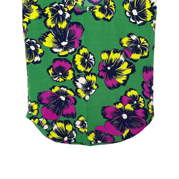J Crew Top Womens Sz 00 XXS Shirt Tank Blouse Boho Floral Tropical Green Casual - Picture 3 of 12